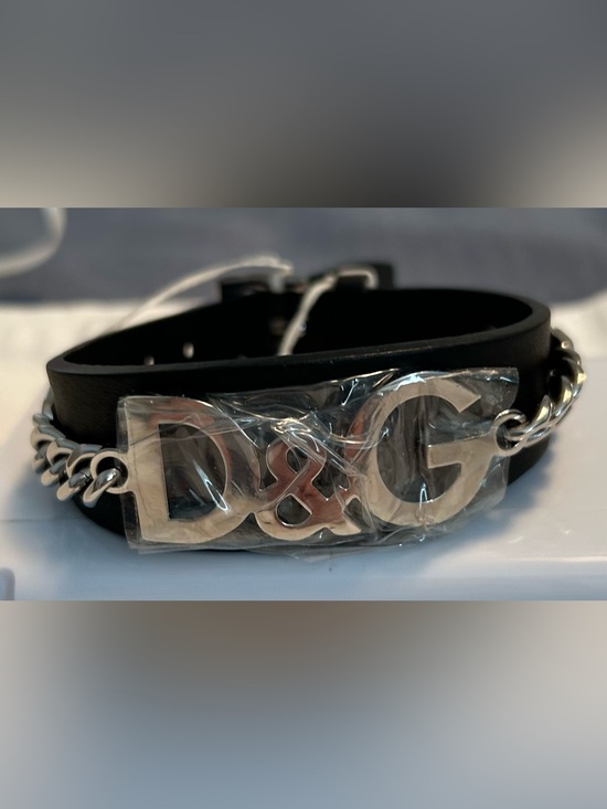 Dolce & Gabbana Jewelry - Dolce & Gabbana Womens black Leather Cuff Adjustable Bracelet w/ Silver D&G Logo